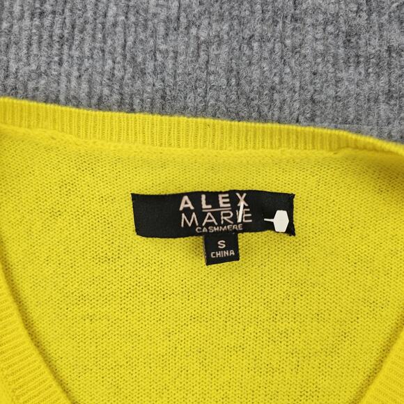Alex Marie Sweater Womens Small Yellow V Neck Cashmere Pullover Lightweight Soft - Picture 2 of 5
